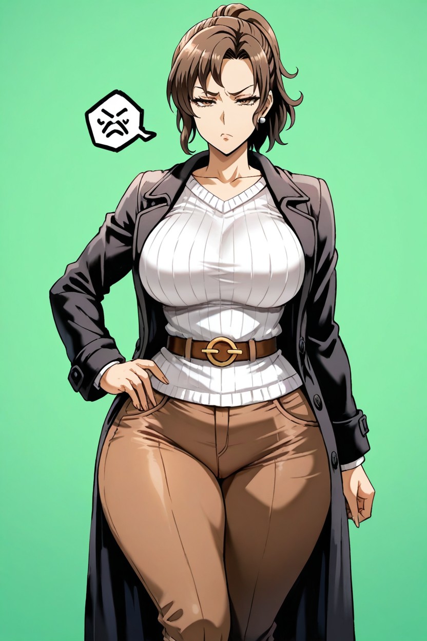 Front View, Wide Hips, Frowning Hentai IA