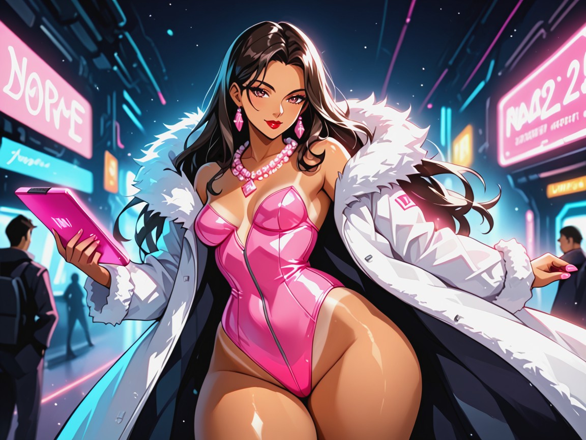 Low Breast Width, Sloped Shoulders, Pelo Rosa Porno IA