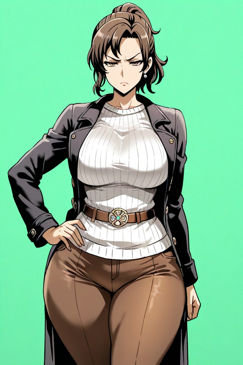 Green Background, Front View, Wide Hips Hentai AI Porn