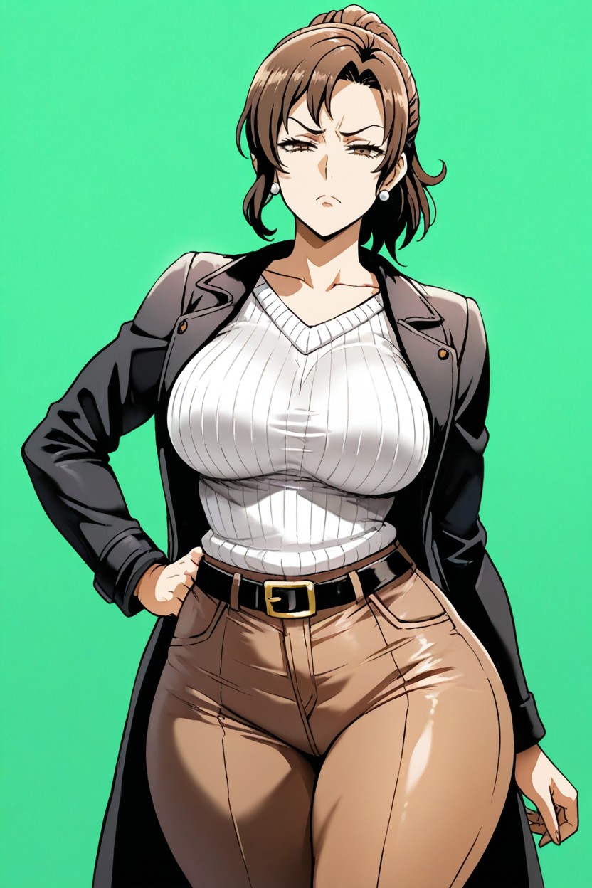 Green Background, 25+, One Hand On Hip Hentai IA
