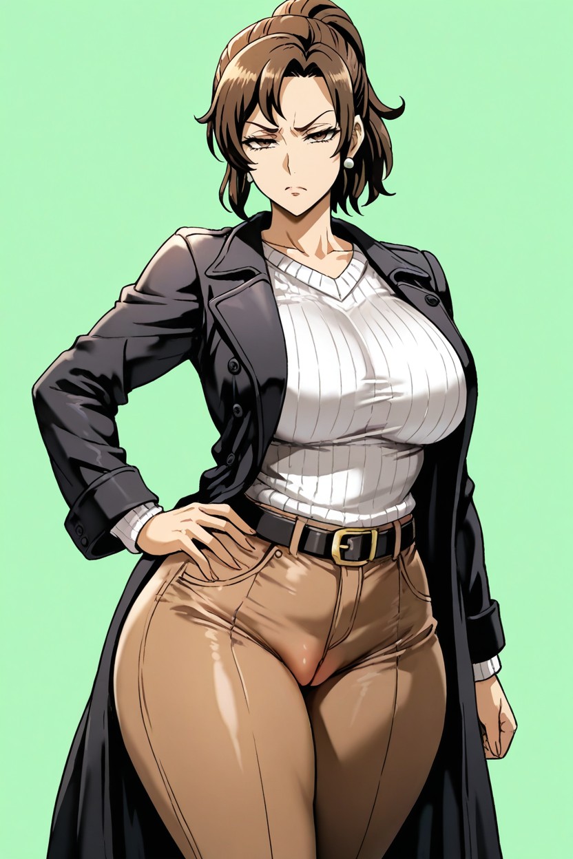 Uncensored, Belt On Pants, Front View Hentai IA