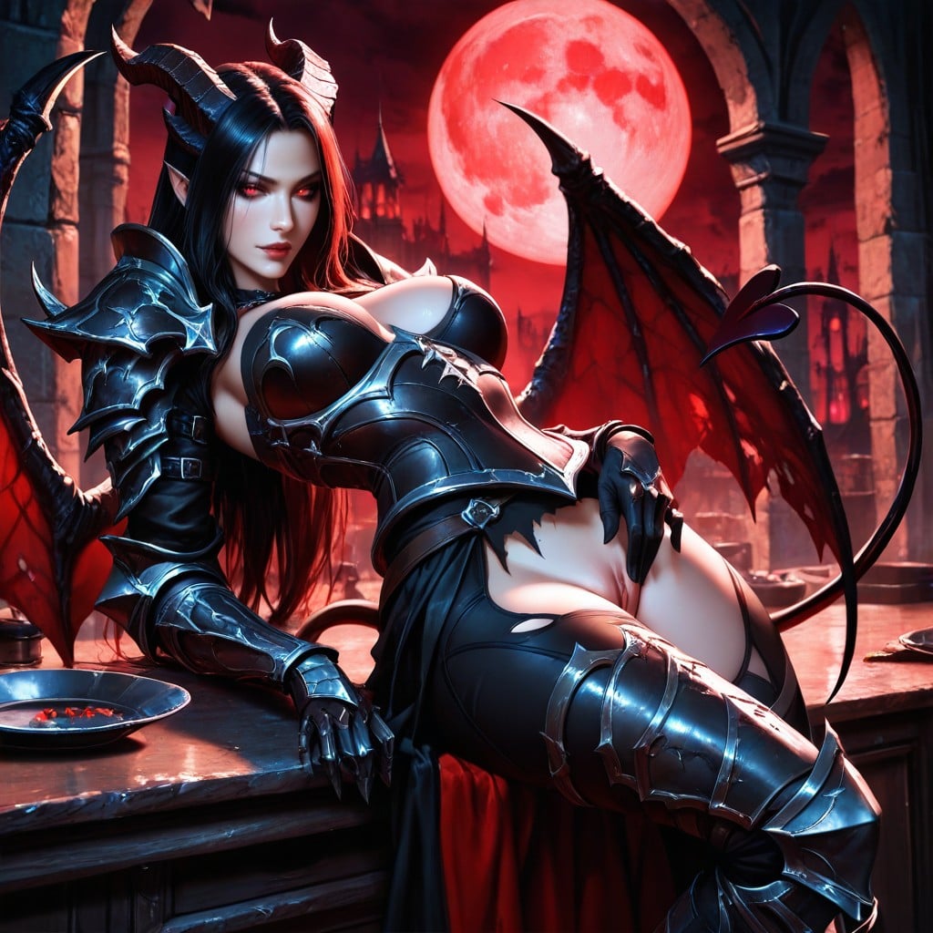 Red Moon, Ripped Clothes , Legs Over Head AI Porn