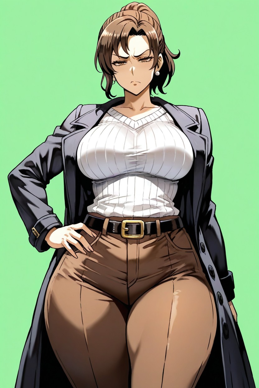 Brown Pants, Wide Hips, Belt On Pants Hentai AI Porn