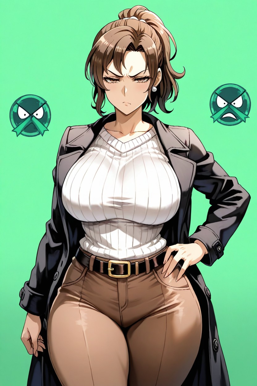 Belt On Pants, Frowning, White Sweater Hentai IA