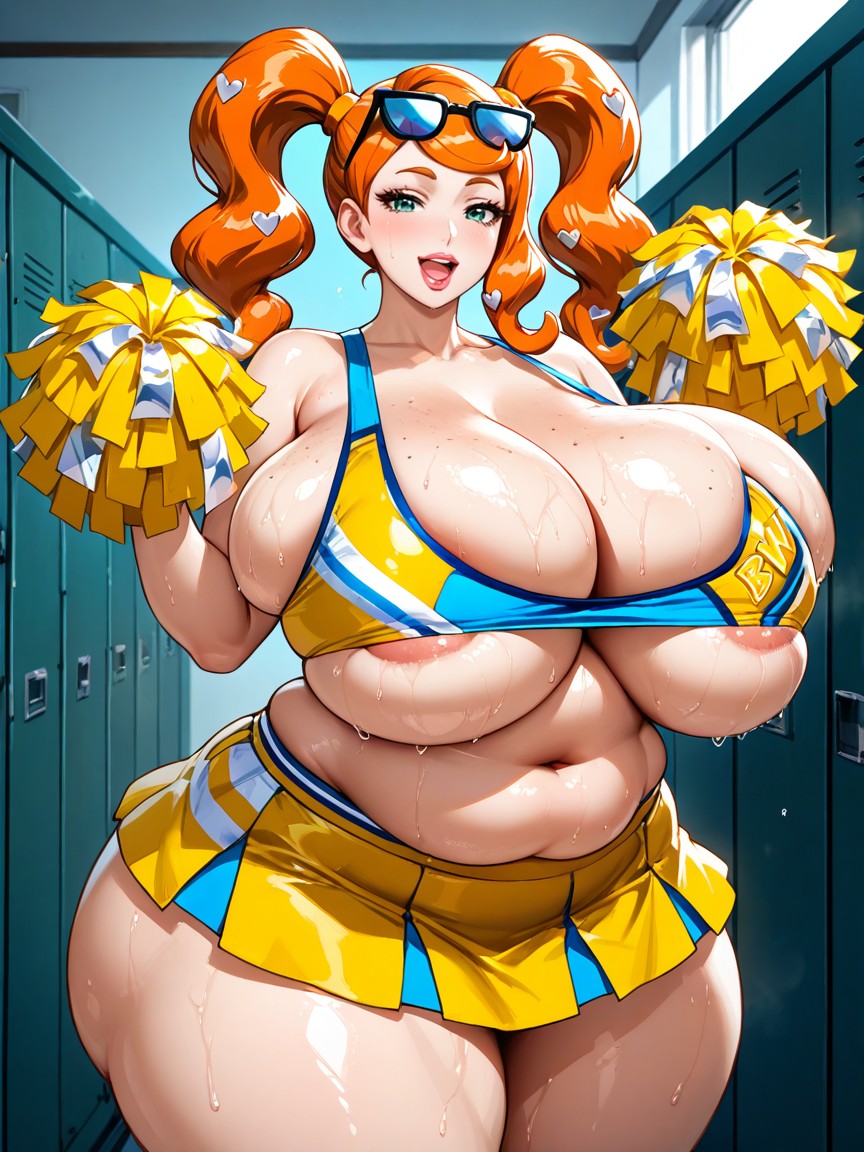 Gigantic Breasts, Sunglasses On Head, Beautiful Changing Room AI Porn