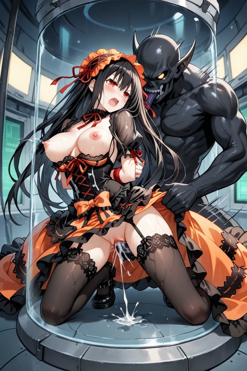 Kurumi Tokisaki From Date A Live, Wet Clothes, Monster Fucking From Behind Hentai IA