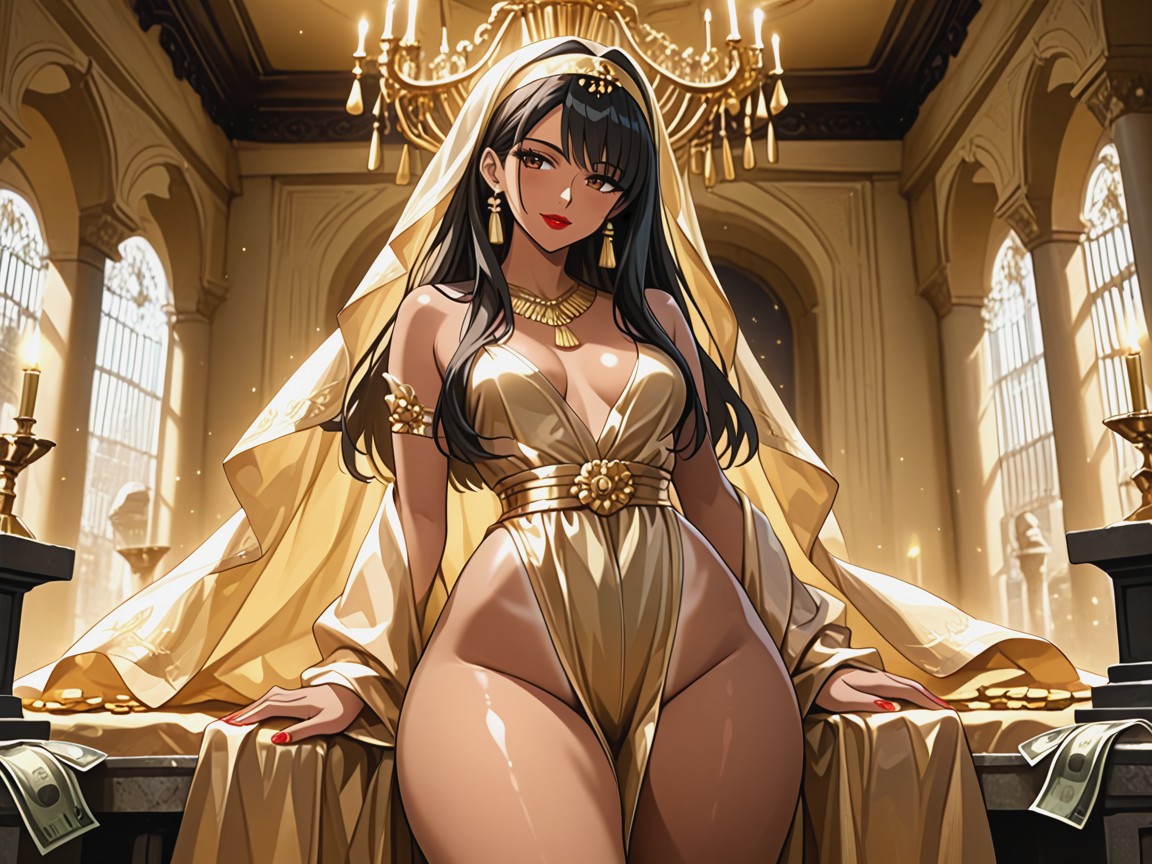 Window Background, Gold Headband, High Breasts AI Porn