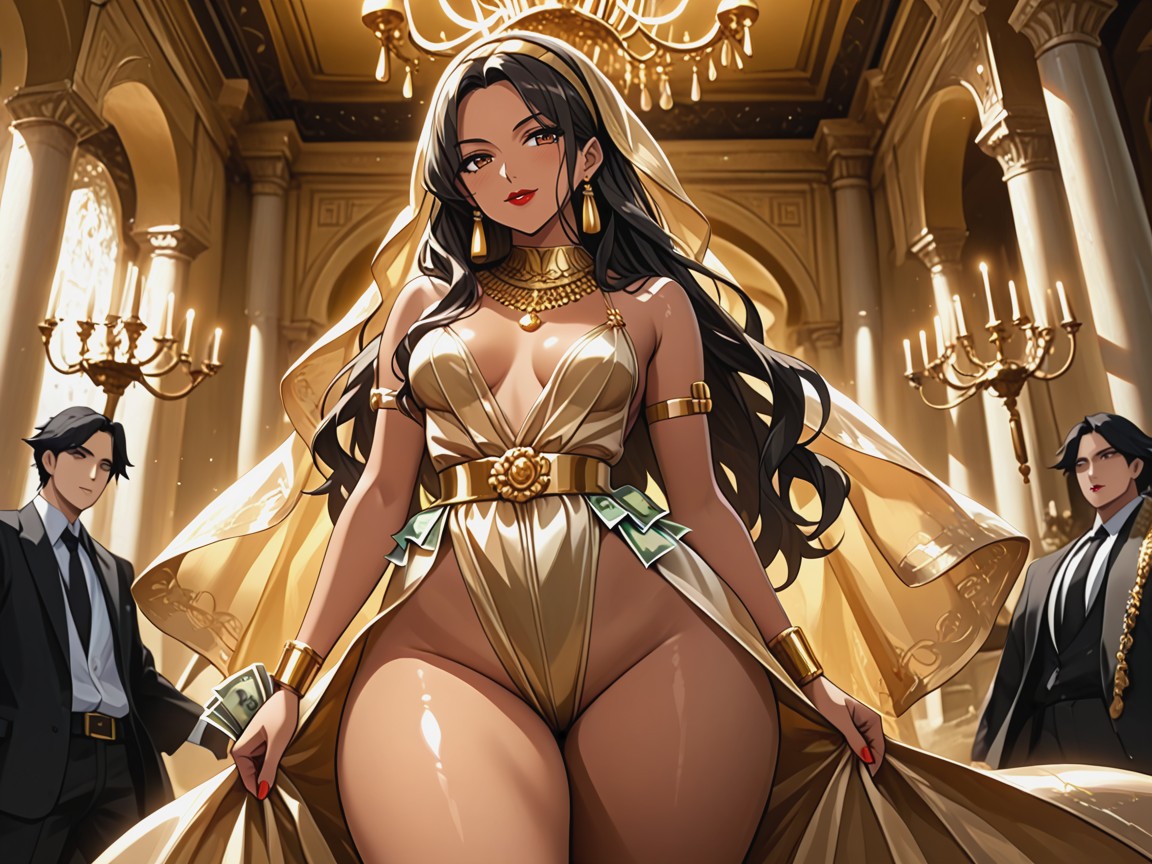 Low Breast Width, Chandelier In Distance, Low Torso Height AI Porn