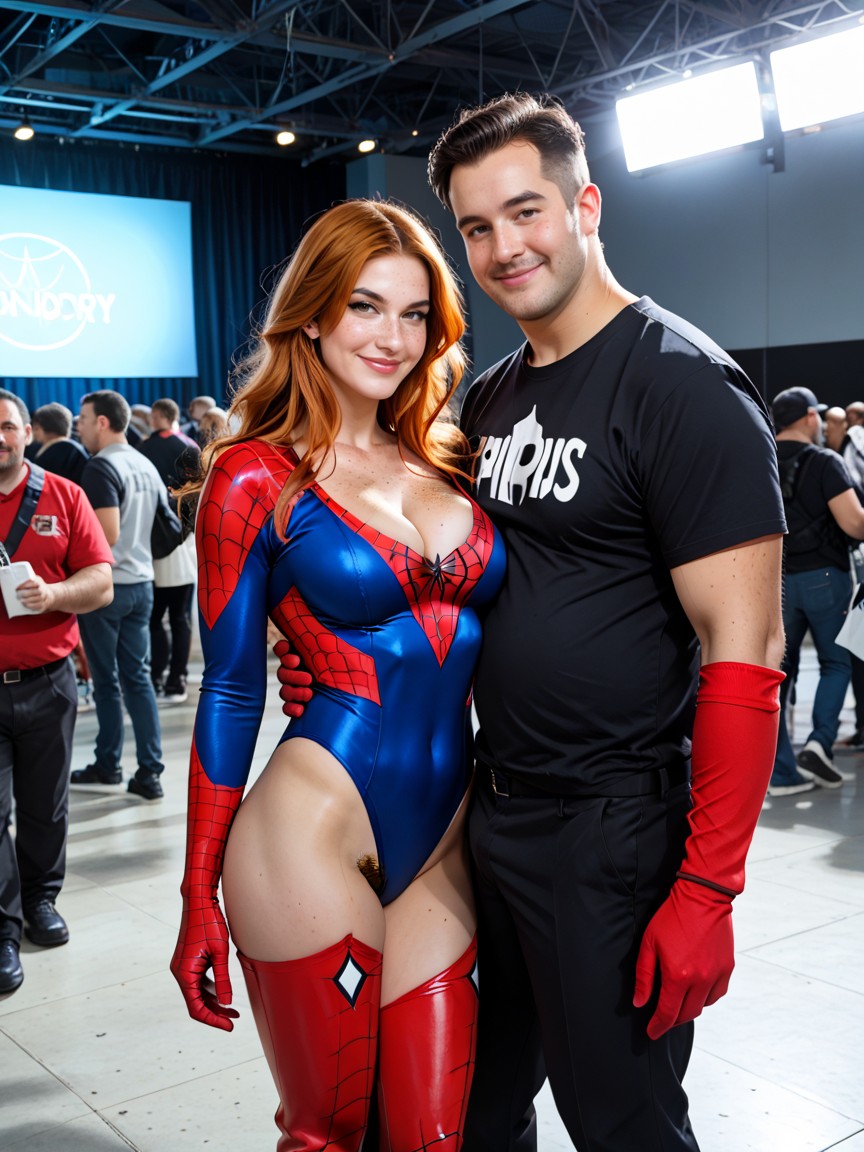 Pubic Hair Sticking Out, Cosplayers Posing Playfully, Pale Skin AI Porn
