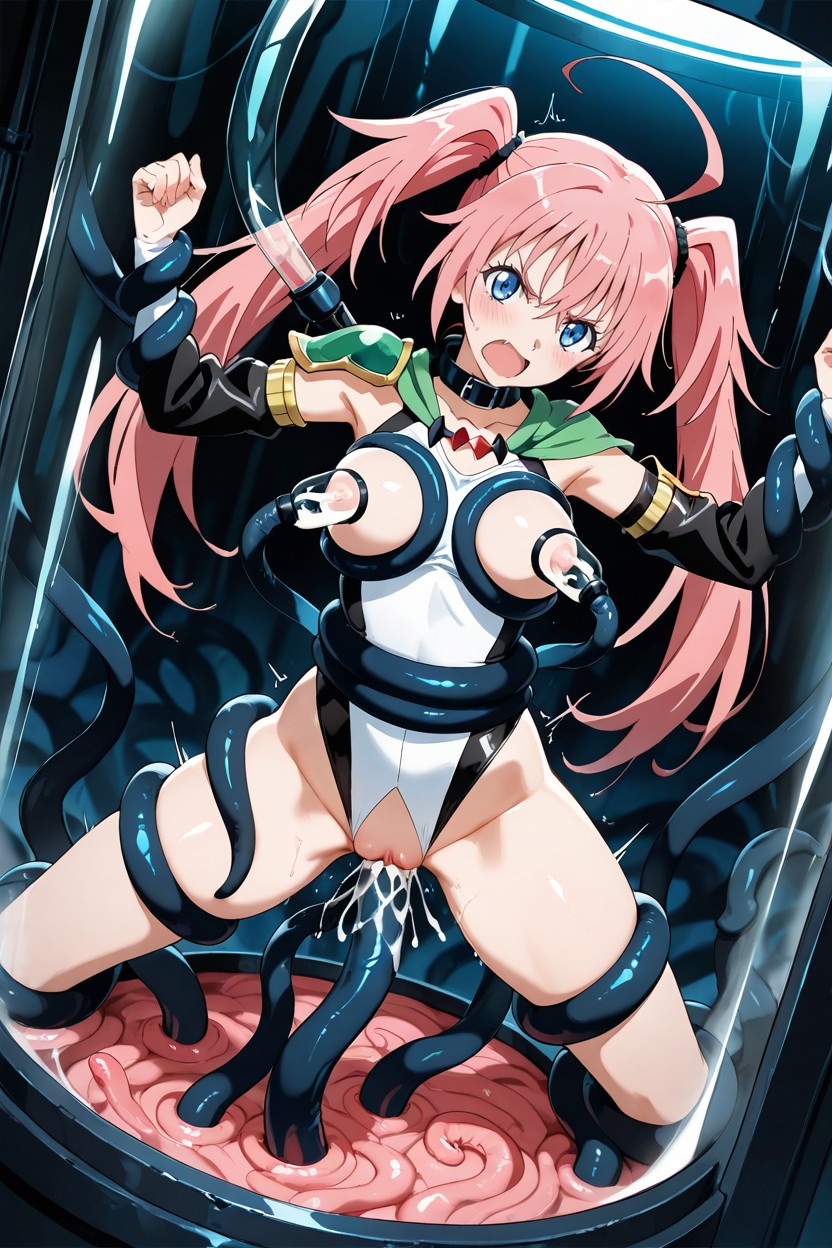 Open Mouth, And Black Lower Outfit With Ribbons, Fit Body Hentai AI Porn