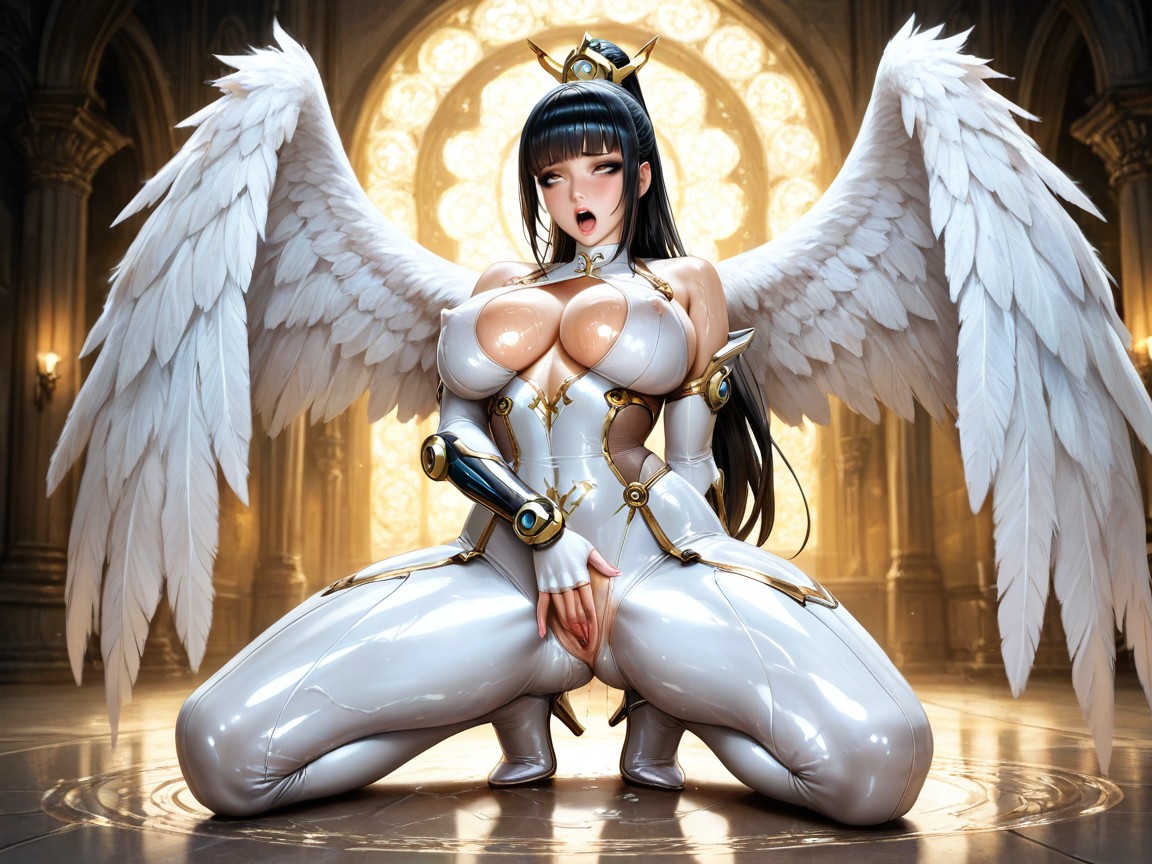 Moaning, Massive Eyes, Long Sheer Yellow Waist Cloth Hentai AI Porn