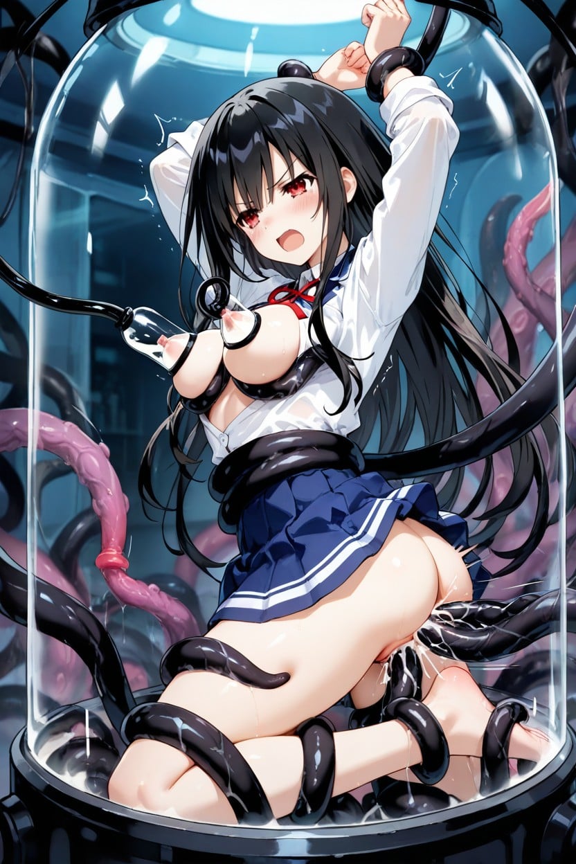 Black Tentacles Grabbing Neck, Hundreds Of Tentacles Invade Her Body, Milking Hentai AI Porn