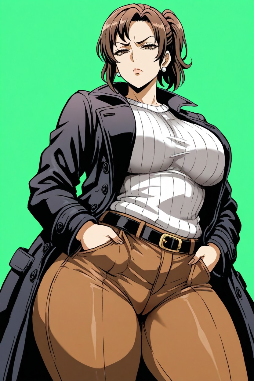 Empty Background, White Sweater, Big Ass Hentai AI Porn