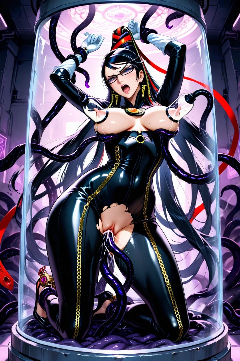 Voluptuous, Deep Neckline With Circular Pendant, Double Penetration Hentai AI Porn