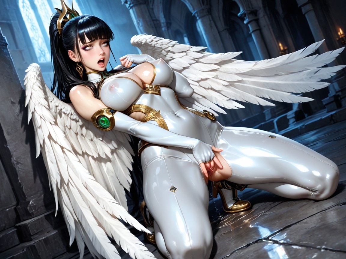 Massive Carved Ancient Circular Dais With Runes, Best Detailed Hair, Masterwork Hentai AI Porn