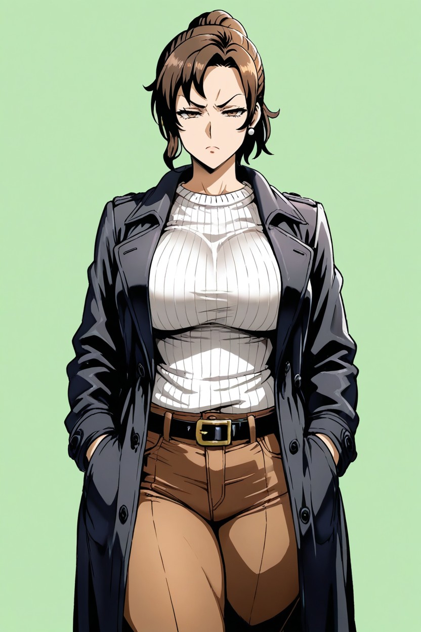 Curvy Milf, Frowning, Narrowed Eyes Hentai AI Porn