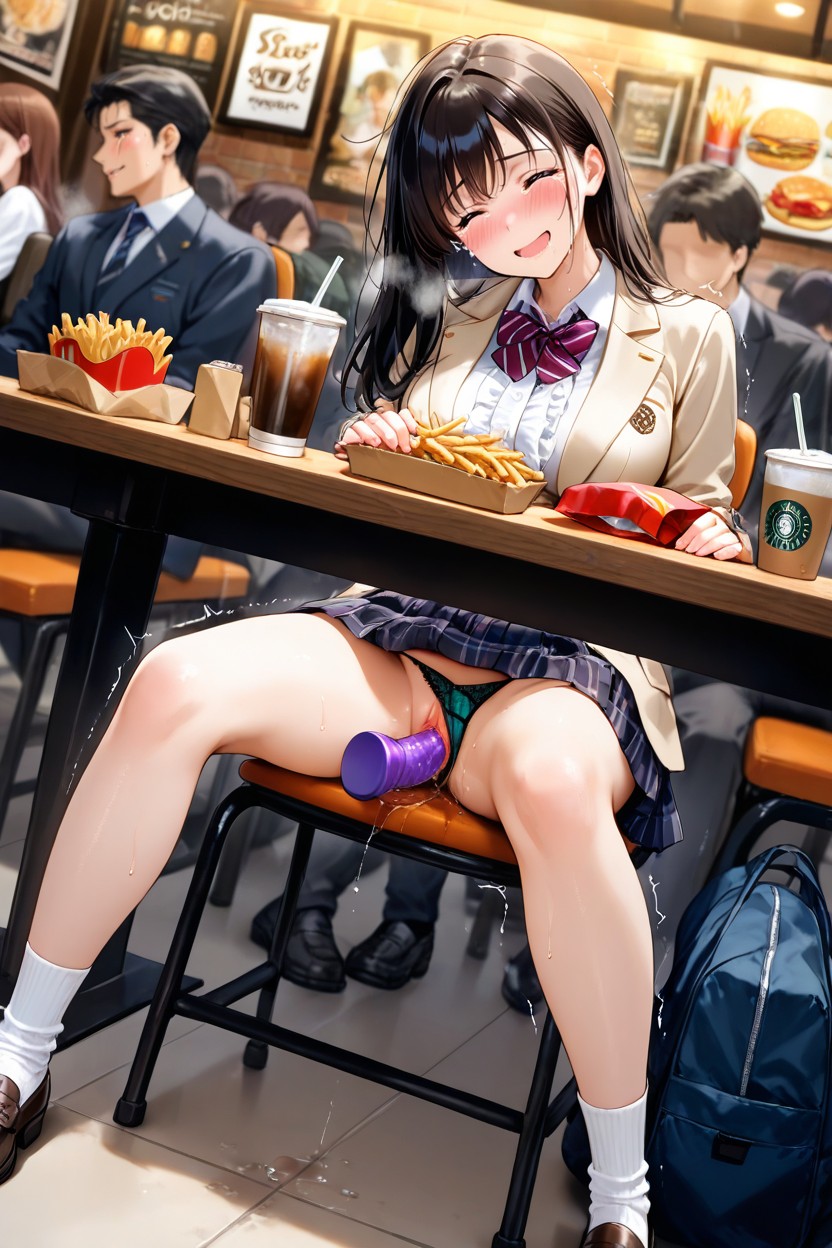 Bounce Lines, Drink, Montada En Consolador Hentai IA