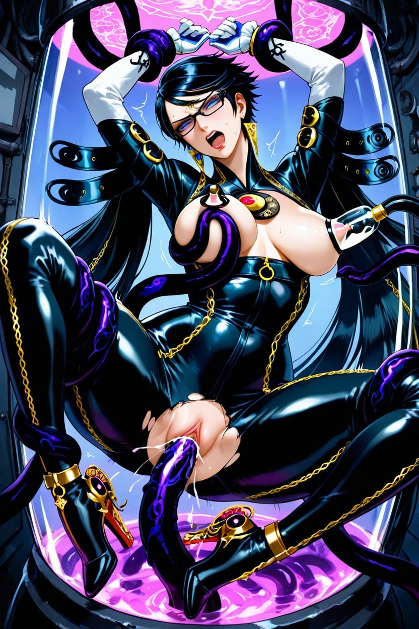 Black Tentacles Grabbing Waist, Medium Ass, Tentacles Grab The Thigh Hentai AI Porn