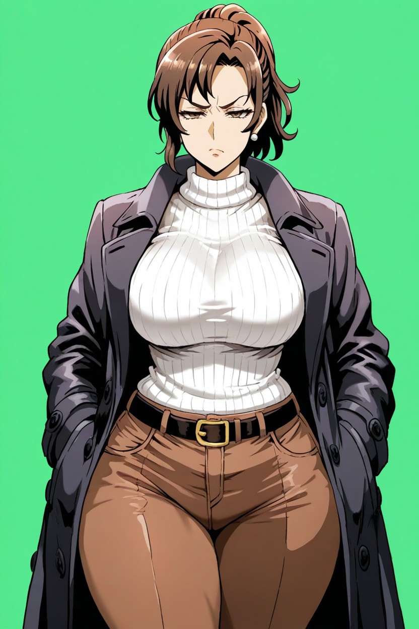 Uncensored, Front View, Green Background Hentai IA
