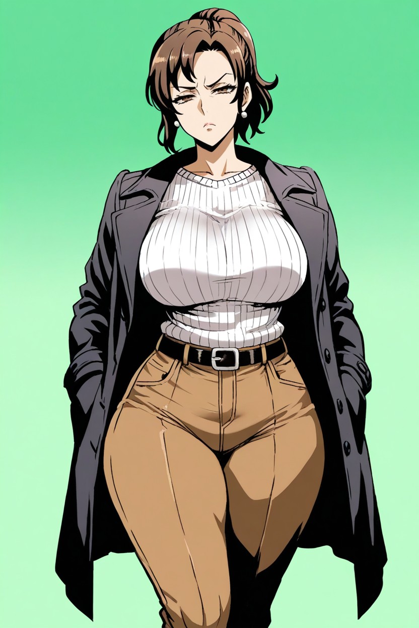 Silent, Brown Pants, Green Background Hentai IA