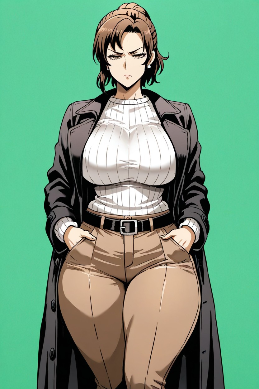 Curvy Milf, Wide Hips, Brown Eyes Hentai IA