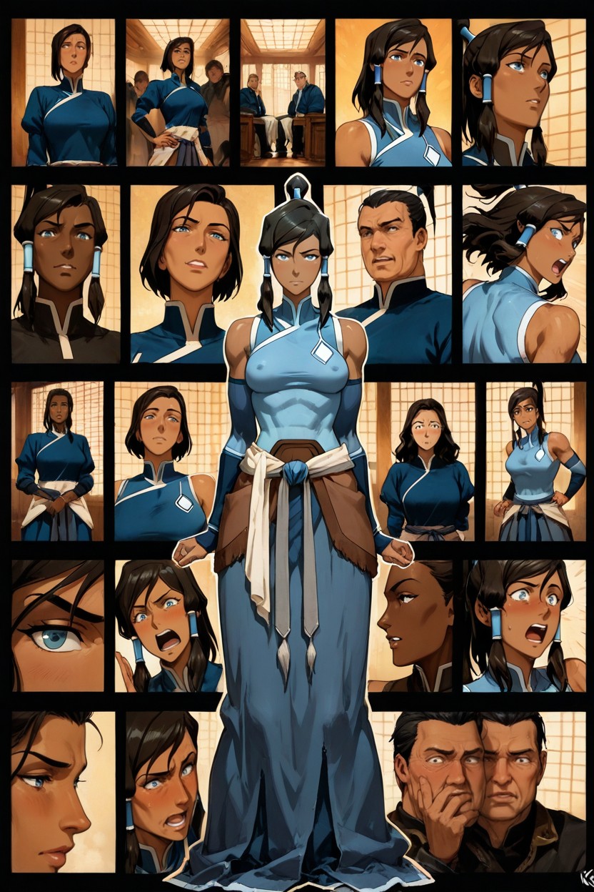 Korra Blue Outfit, Hyper Dynamic Poses, Multiple Panels Hentai AI Porn