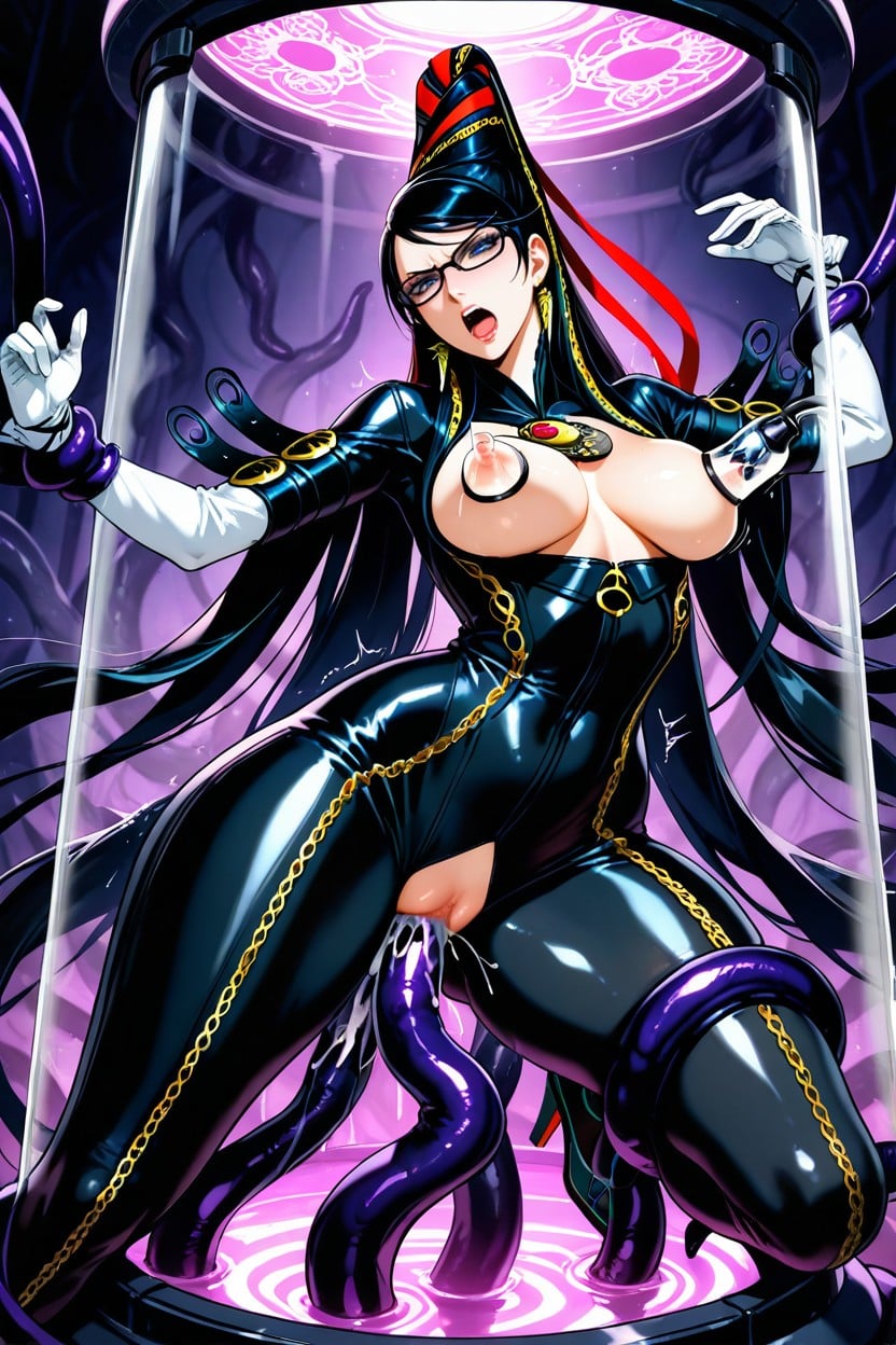 Bayonetta From Series Bayonetta, Long Gloves With Gold Rings, Tentacle Milking Breast Hentai AI Porn