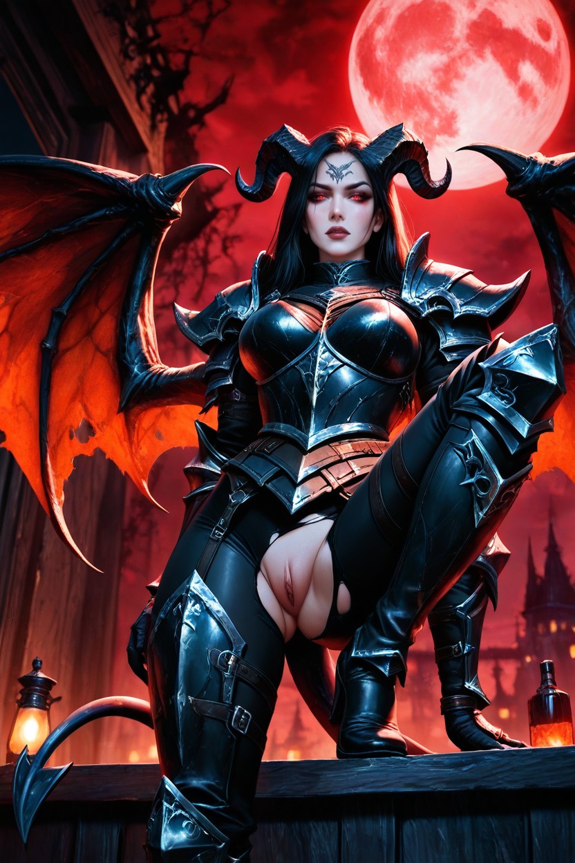 Red Eyes, Knight Armor, Close Up AI Porn