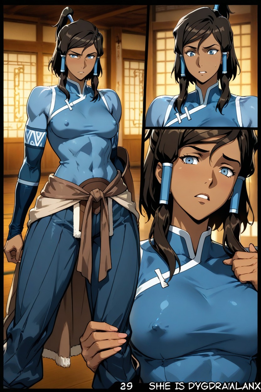 Korra Blue Outfit, Delgada, Dégoûté Hentai IA