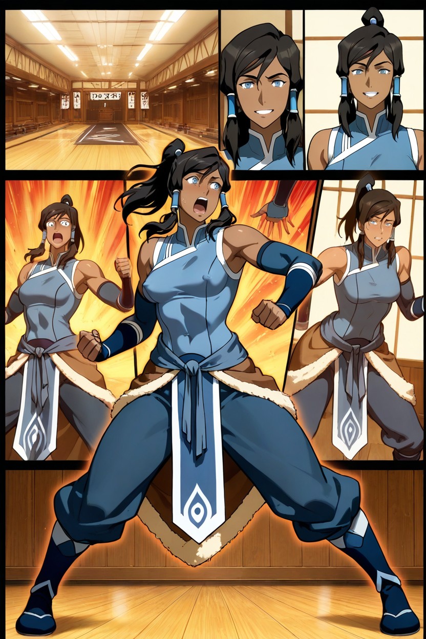Mens Touch Her Clothes, Korra From Avatar, Mens Looking Toward Her Hentai AI Porn