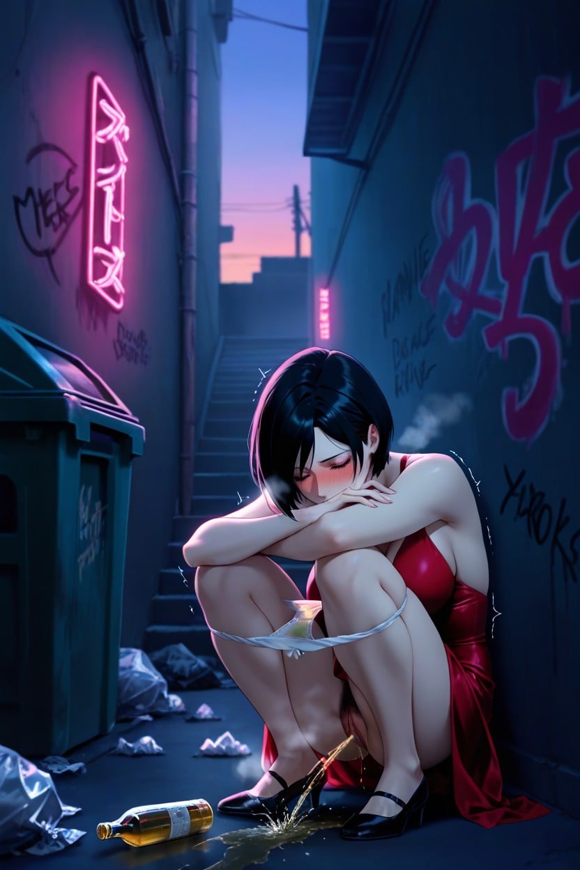 Red Face, Trembling, Light Outlines Body Shapes Hentai IA
