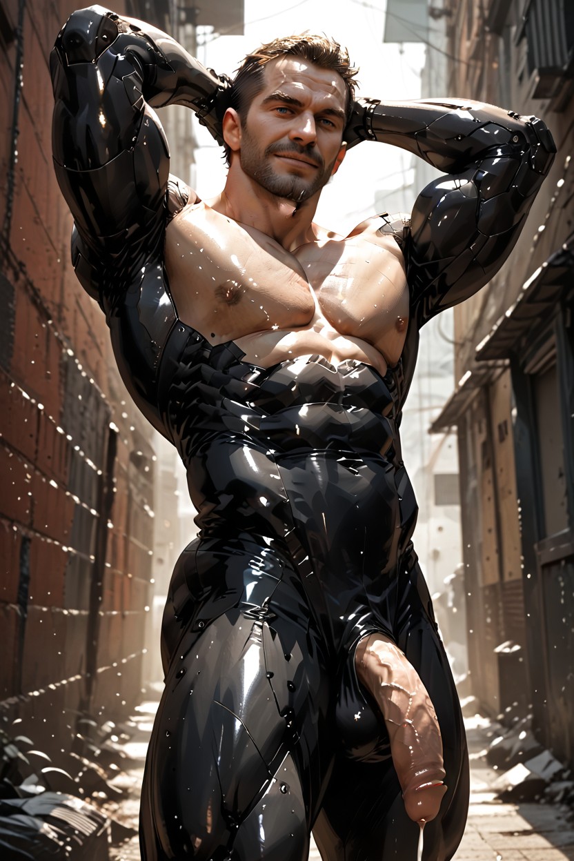 Vascular, Massive Cock, Standing AI Gay Porn