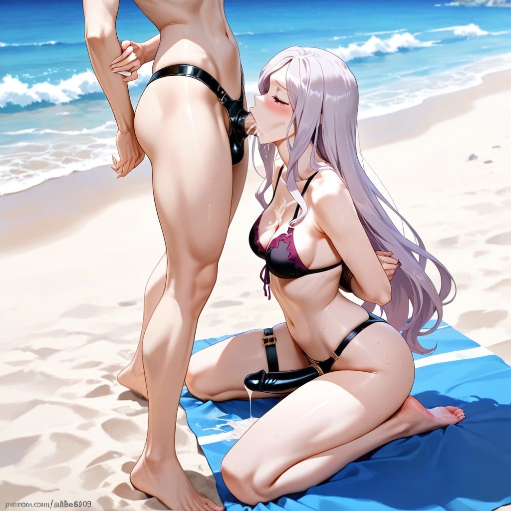 Side View, Albedo Cum In Mouth, Shalltear Seductive Look Hentai AI Porn