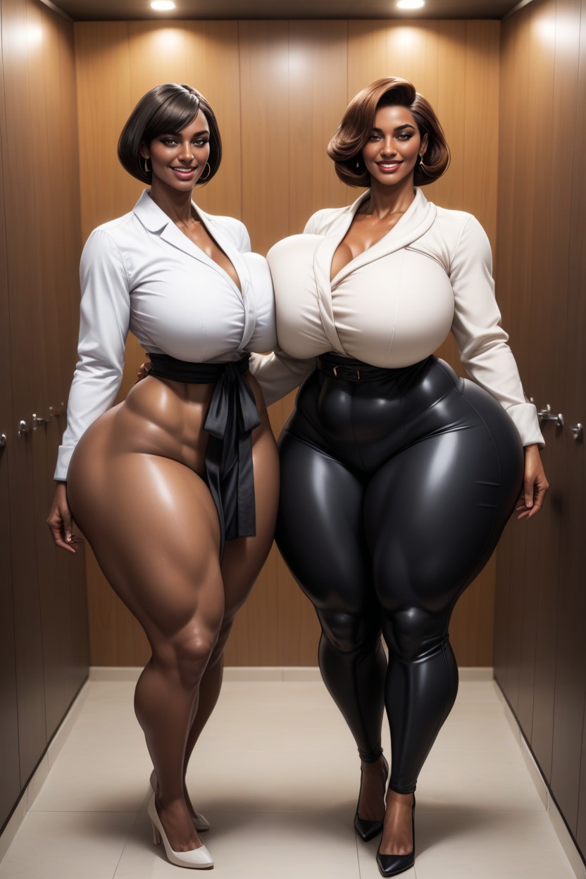 Extremely Large Ass, Crop Top, Straight Haired Black Woman AI Porn