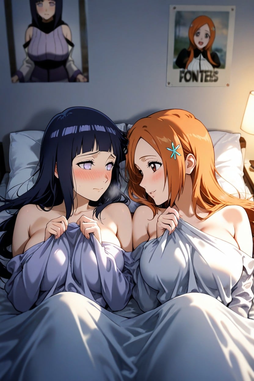 Inoue Orihime, Red Cheeks, Lying In Bed Hentai AI Porn