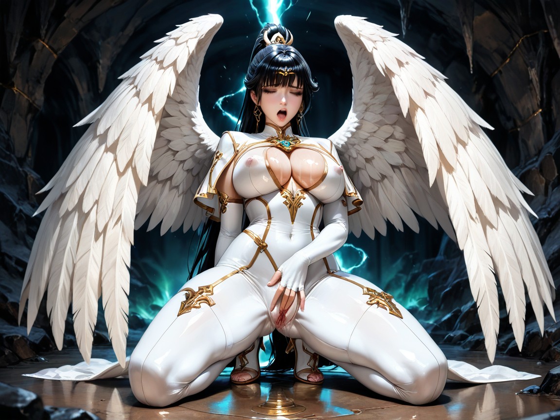 Cinematic, Dominant Colours Are White And Grey With Yellow Trim, Horny Hentai AI Porn
