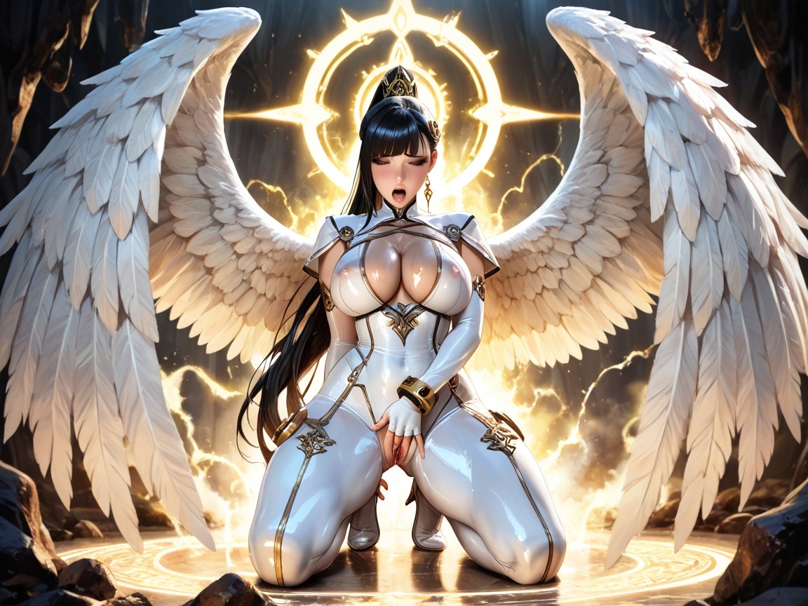 Best Detailed Hair, Kneeling, Dramatic Lighting Hentai AI Porn