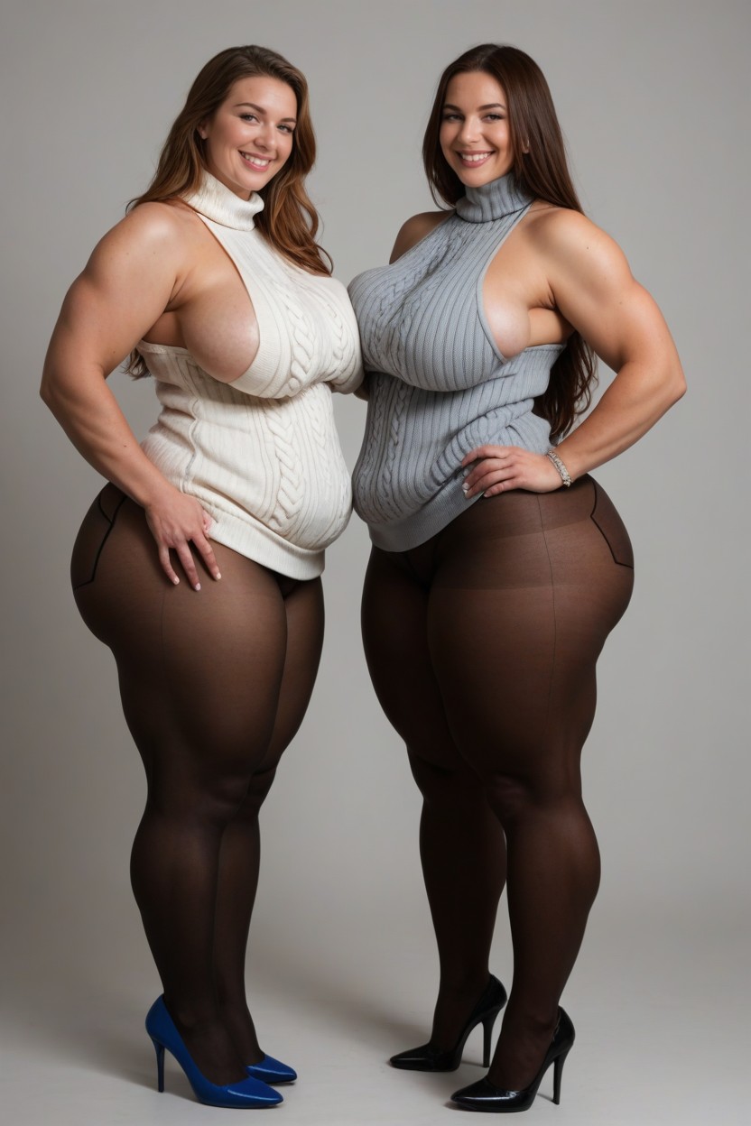 Saggy Boobs, Massive Ass, Side View AI Porn