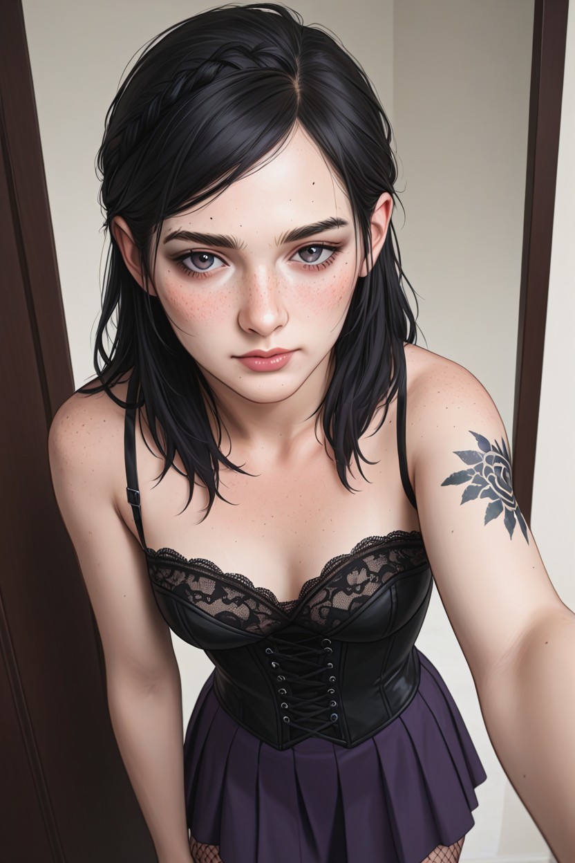 Skinny, Small Breasts, Fishnet Stockings AI Porn