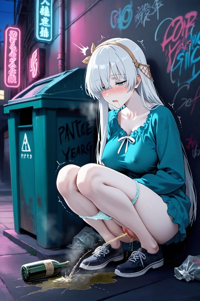 Peeing, Blush, Embarrassing Hentai IA