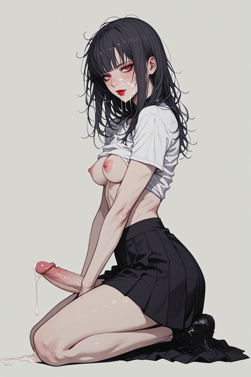 Arched Back, Exposed Breasts Skimpy Black Skirt, Kakashi Hatake Hentai IA