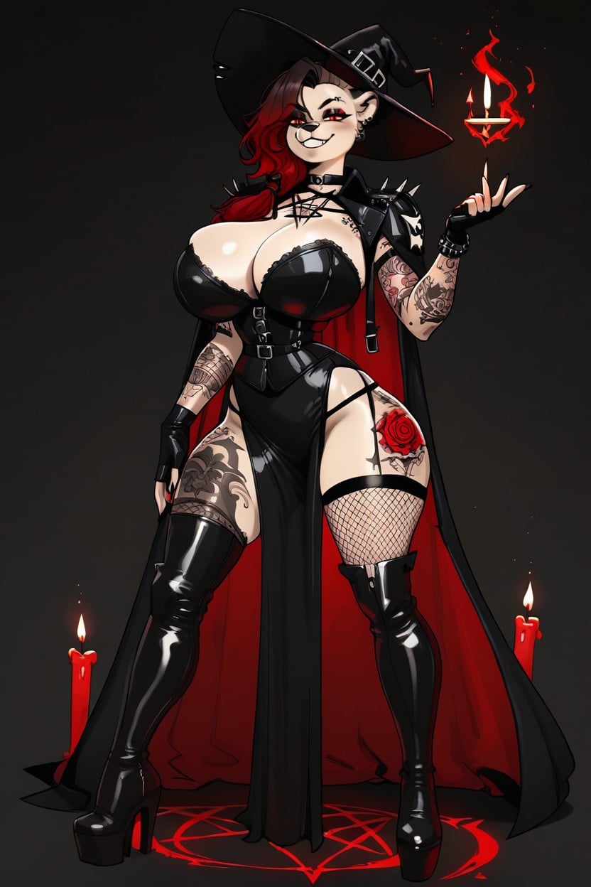 Leather Corset With Bra, Fingerless Gloves, Anatomically Correct AI獸人黃片