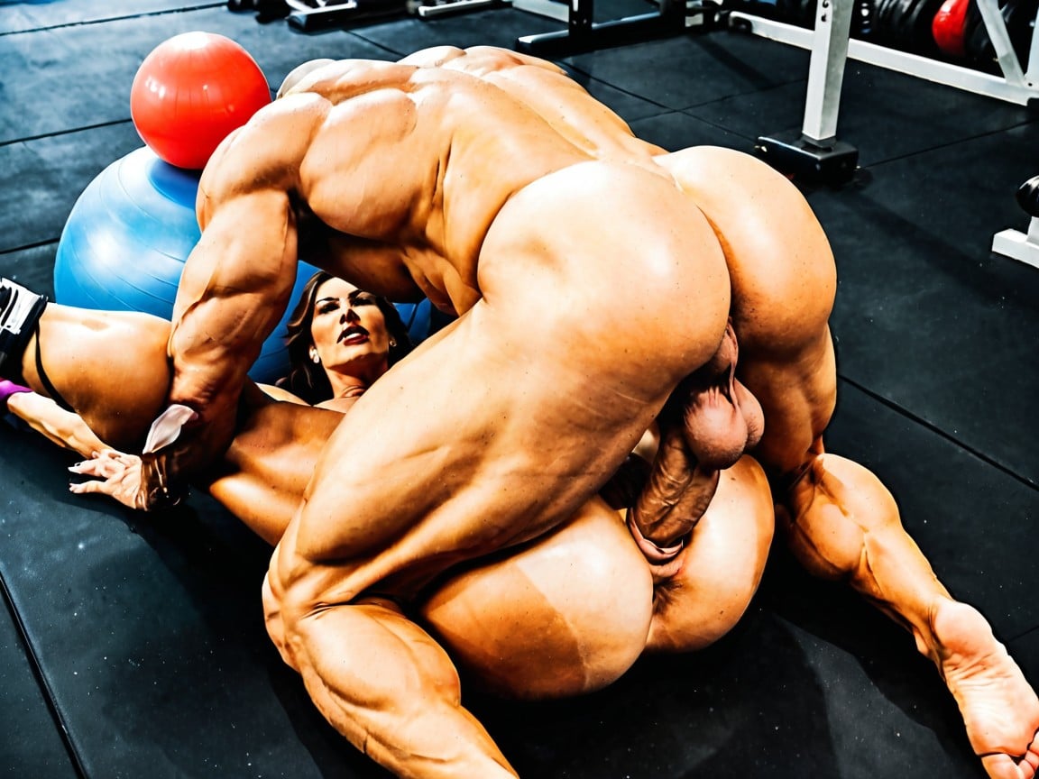 Huge Latissimus Dorsi, Woman Is Totally Naked, Abdominal Muscles AI Porn