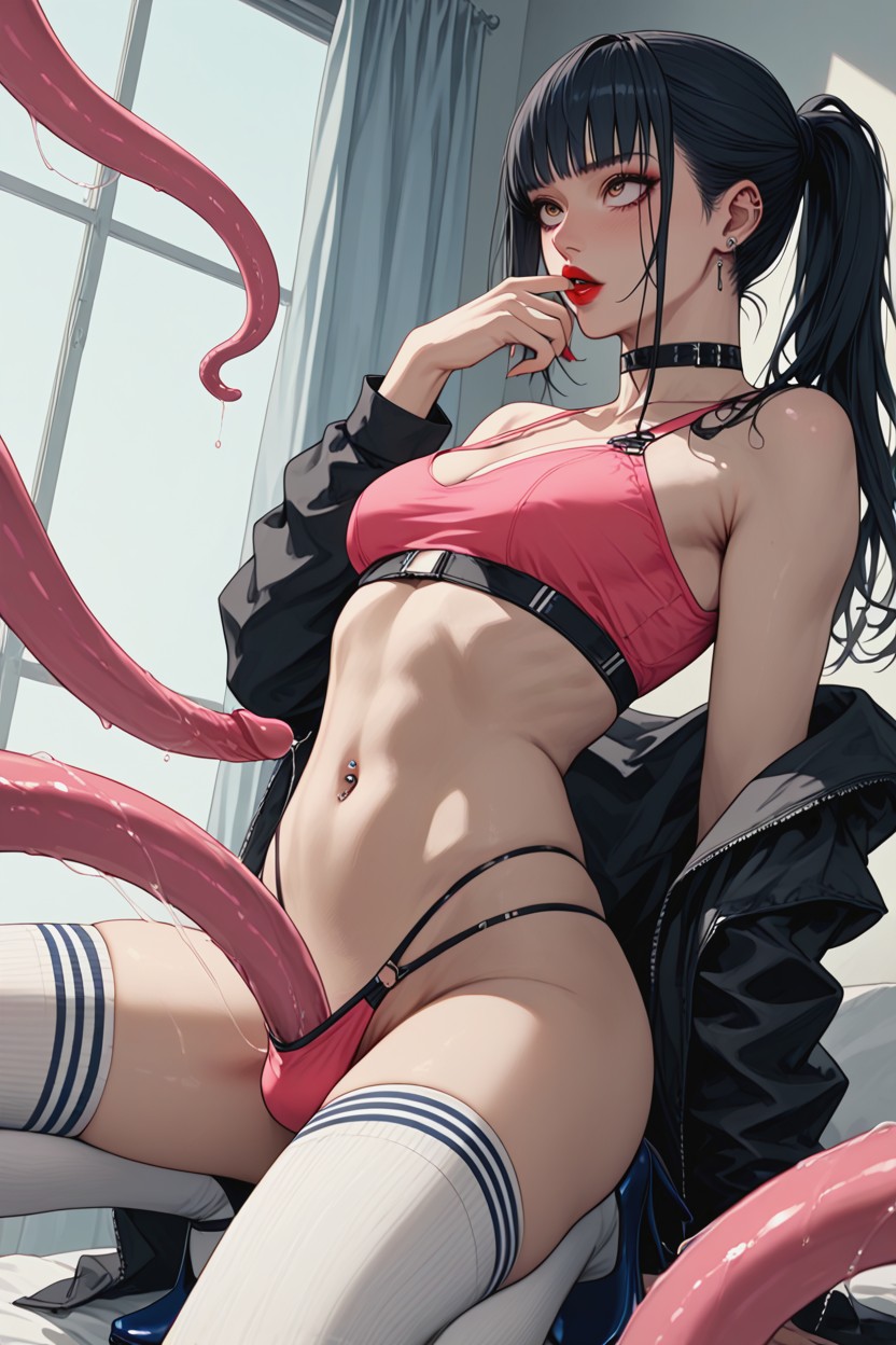 High Resolution, Red Lipstick, Wide Eyes Hentai AI Porn