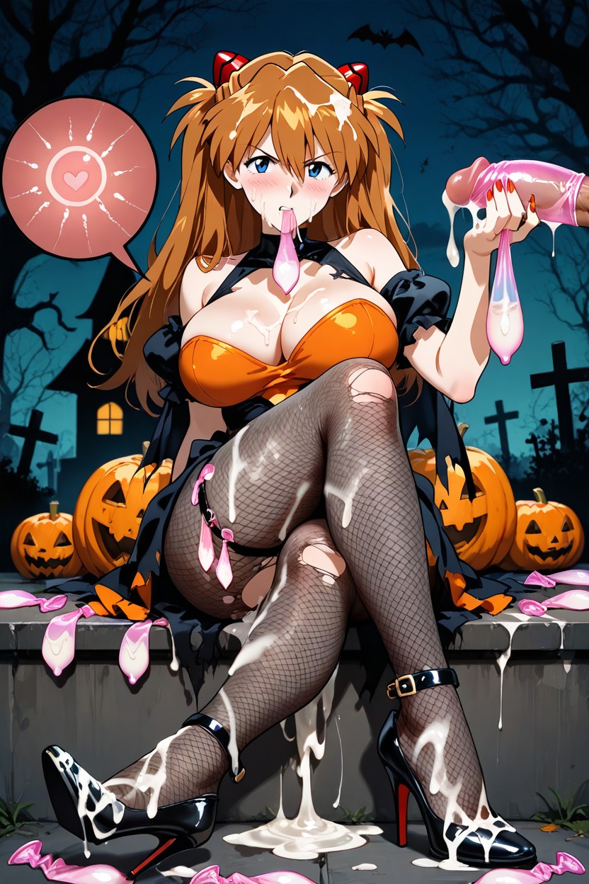 Asuka Langley, Foot Stepping Into Semen Soaked High Heels, Skinny Hentai AI Porn