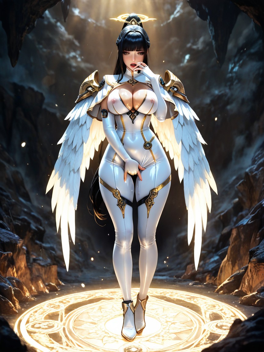 Long Yellow Sheer Waist Cloth, Masterwork, Oiled Skin Hentai AI Porn