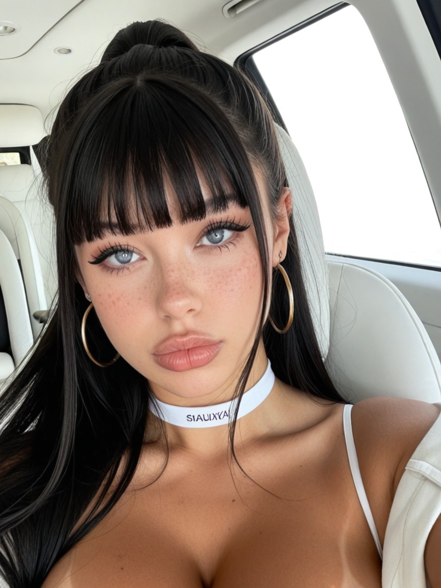Close Up, Hoop Earrings, Freckles AI Porn