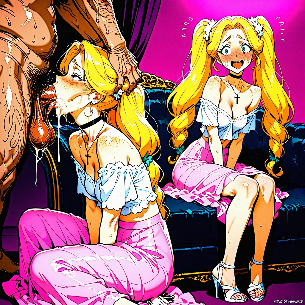 Hands On Head, Off-shoulder, Deepthroat Hentai AI Porn