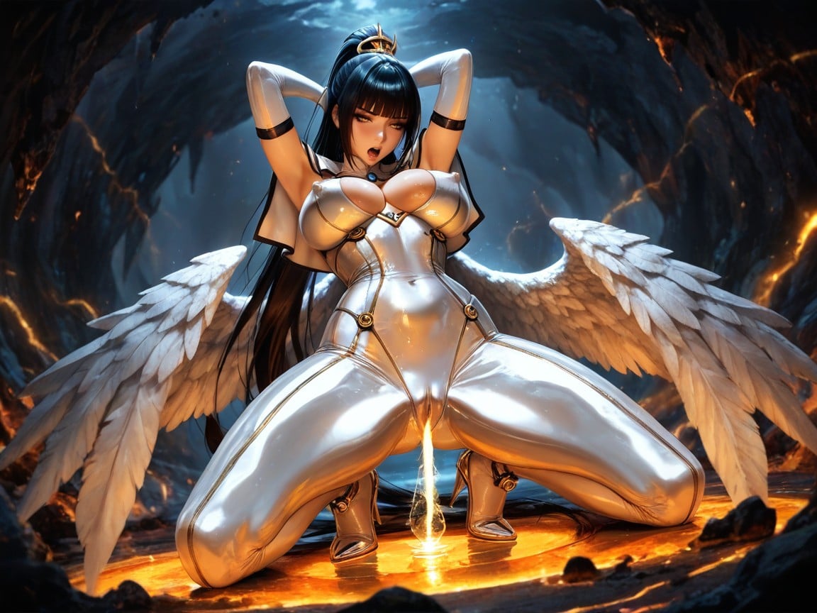 On Large Ornate Carved Stone Dais, Circular Cleavage, 25+ Hentai AI Porn