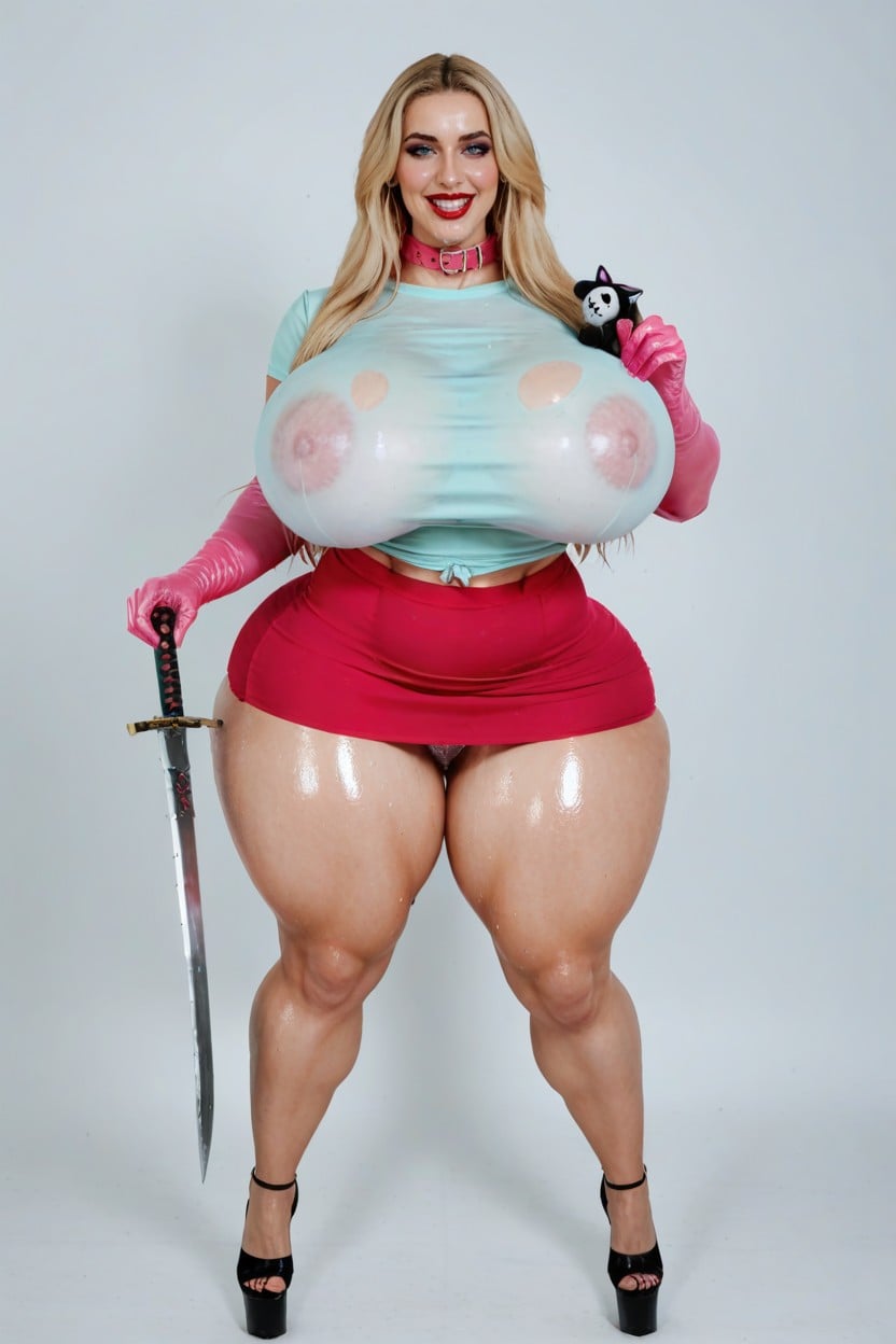 Huge Massive Gigantic Boobs, Skinny, Stand With Your Legs Spread AI Porn